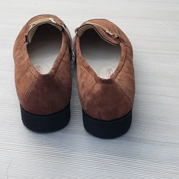 Amalfi Rangoni Gero Women Brown Suede Walk On Air Slip On Loafer Shoe US 13 / 45