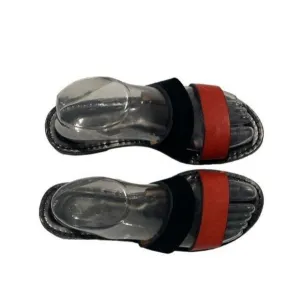 Amanu Women’s 8 Style 02 The Sabi Red And Black Leather Suede Strap Sandal