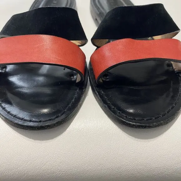 Amanu Women’s 8 Style 02 The Sabi Red And Black Leather Suede Strap Sandal