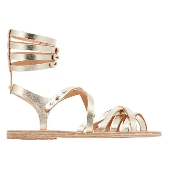 ANCIENT GREEK SANDALS Figurine Metallic Strappy Shoes