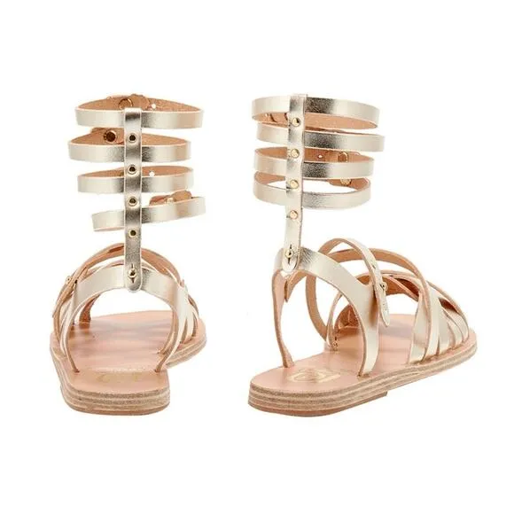 ANCIENT GREEK SANDALS Figurine Metallic Strappy Shoes