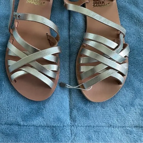 ANCIENT GREEK SANDALS Figurine Metallic Strappy Shoes