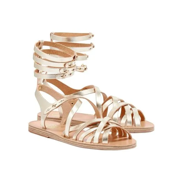 ANCIENT GREEK SANDALS Figurine Metallic Strappy Shoes