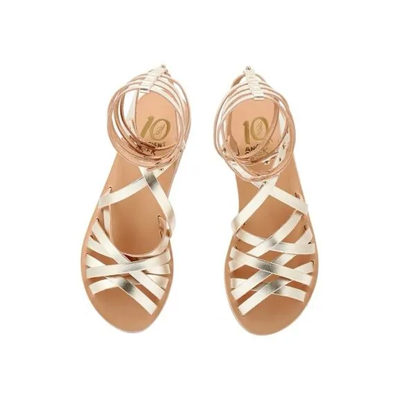 ANCIENT GREEK SANDALS Figurine Metallic Strappy Shoes