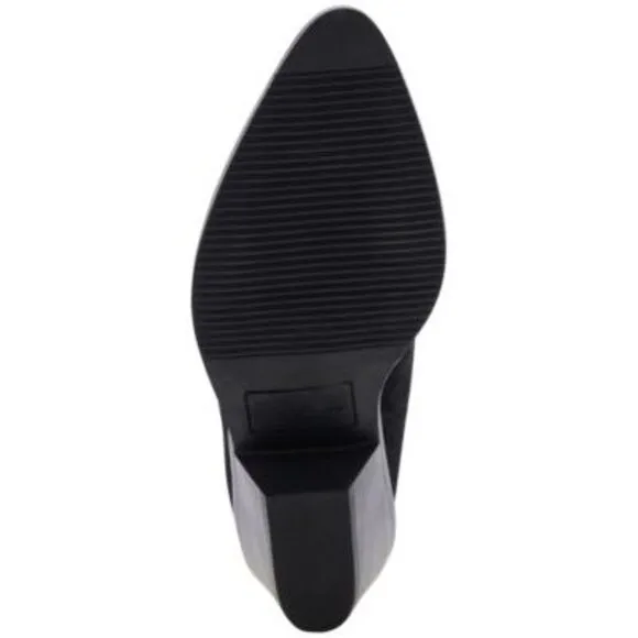 AQUA COLLEGE Womens Black Nia Slip On Leather Heeled Mules Shoes 6.5 M
