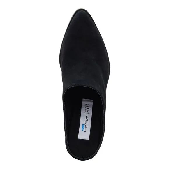 AQUA COLLEGE Womens Black Nia Slip On Leather Heeled Mules Shoes 6.5 M