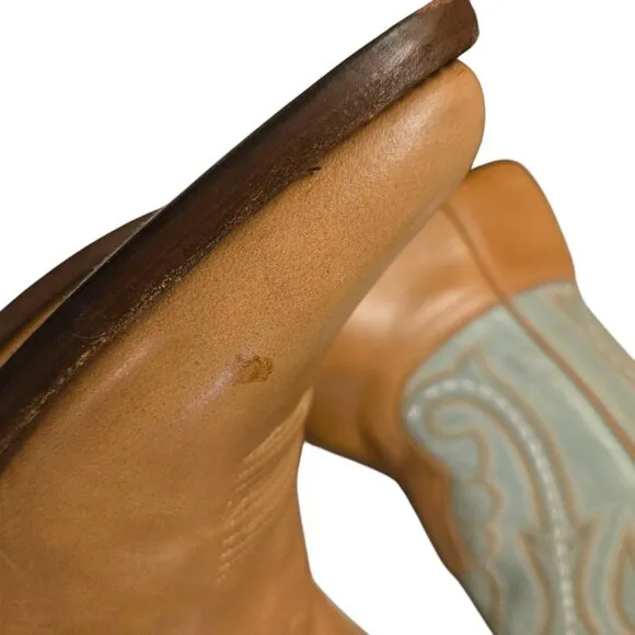Ariat Womens Cowboy Boots 7 B Pale Blue Tan Western Cowgirl Shoes Ladies