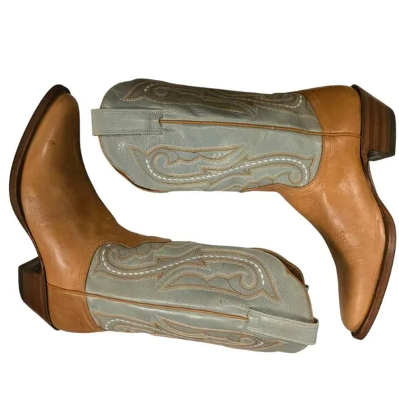 Ariat Womens Cowboy Boots 7 B Pale Blue Tan Western Cowgirl Shoes Ladies
