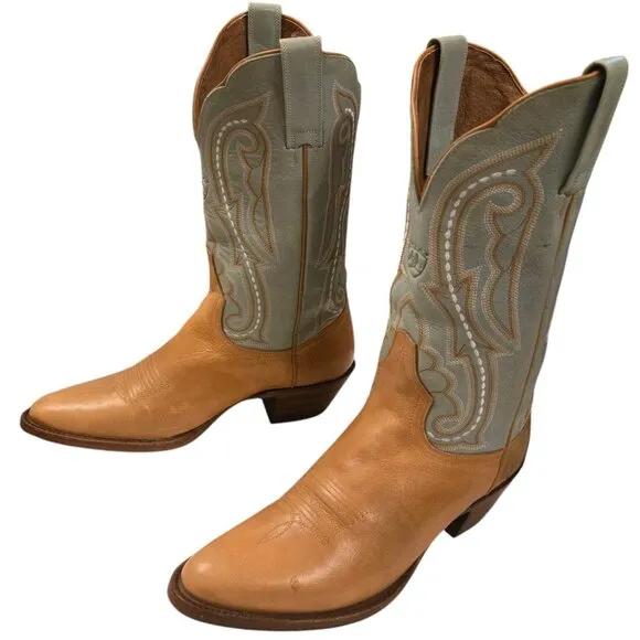 Ariat Womens Cowboy Boots 7 B Pale Blue Tan Western Cowgirl Shoes Ladies