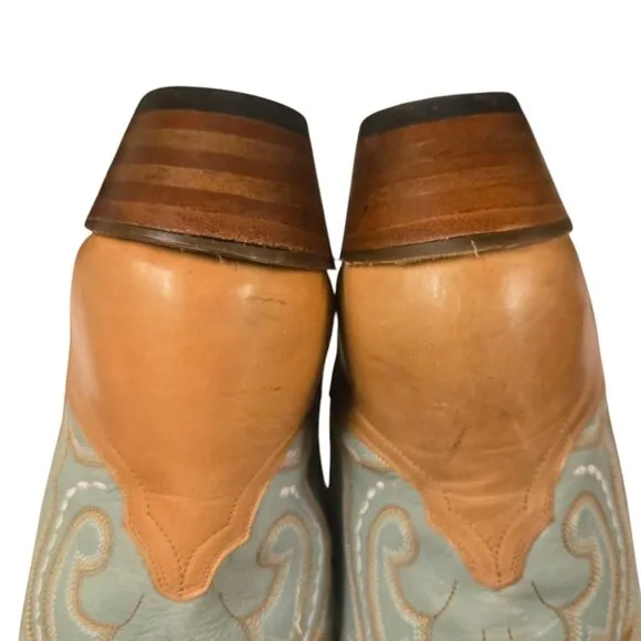 Ariat Womens Cowboy Boots 7 B Pale Blue Tan Western Cowgirl Shoes Ladies