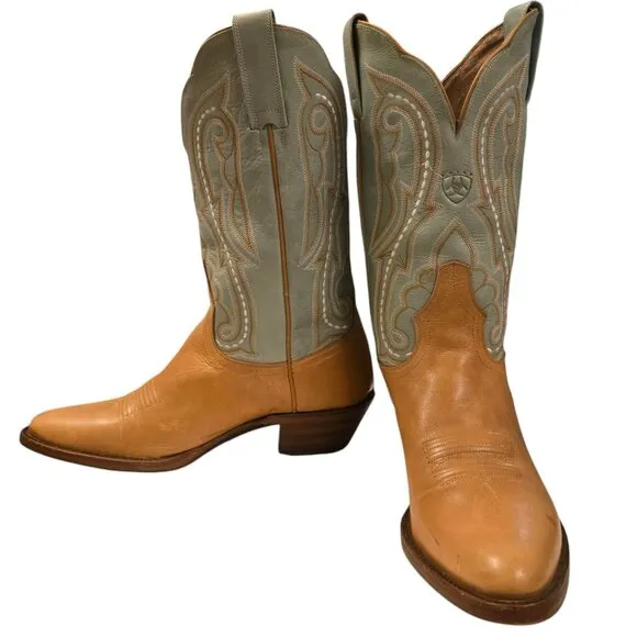 Ariat Womens Cowboy Boots 7 B Pale Blue Tan Western Cowgirl Shoes Ladies