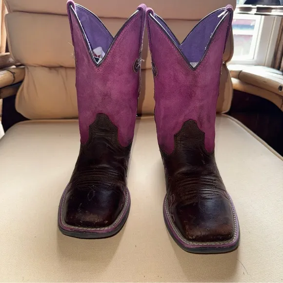 ARIAT YOUTH GIRLS' CROSSROADS COWGIRL BOOTS - SQUARE TOE SIZE 3.5