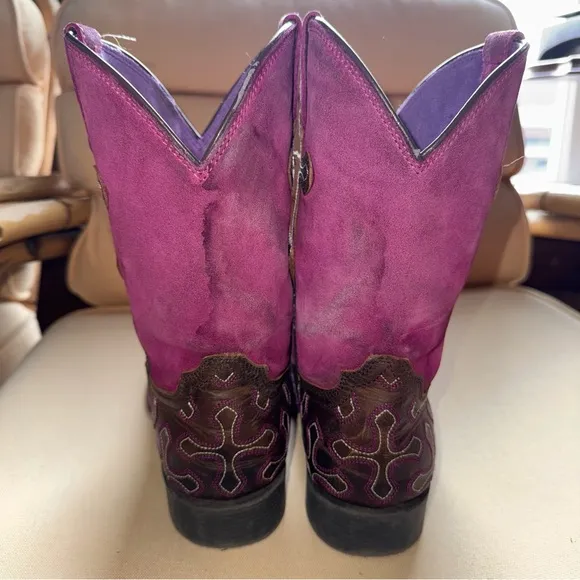 ARIAT YOUTH GIRLS' CROSSROADS COWGIRL BOOTS - SQUARE TOE SIZE 3.5