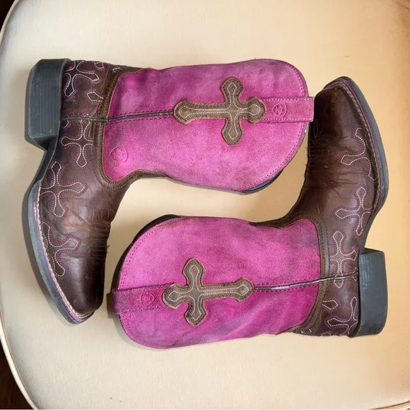 ARIAT YOUTH GIRLS' CROSSROADS COWGIRL BOOTS - SQUARE TOE SIZE 3.5