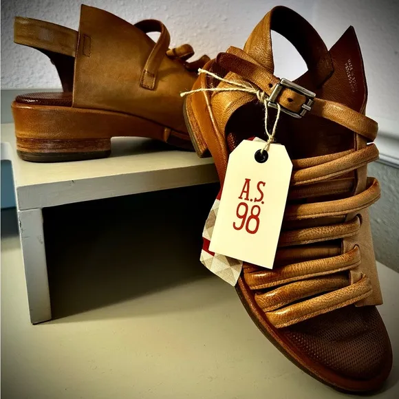 A.S.98 Women's Tan Leather Sandals