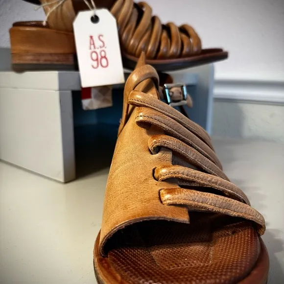 A.S.98 Women's Tan Leather Sandals