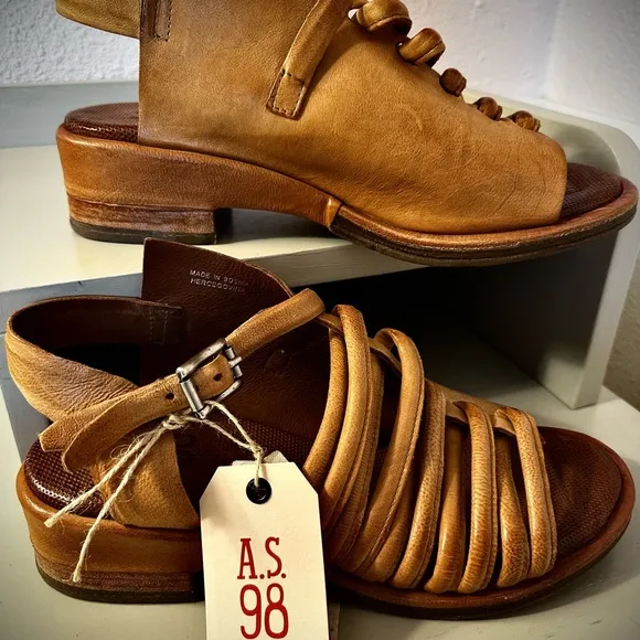 A.S.98 Women's Tan Leather Sandals