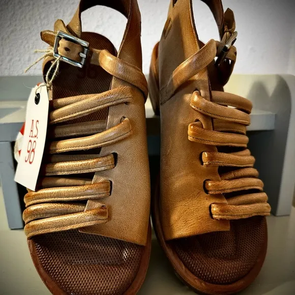 A.S.98 Women's Tan Leather Sandals