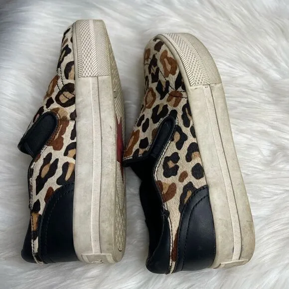 Ash Jungle Leopard Print Platform Slip On Calf Hair Shoes 37