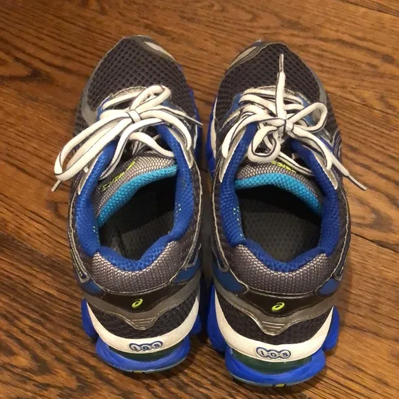 ASICS GEL CUMULUS 14 Womens Blue Silver White Running Shoes Sz 8-1/2