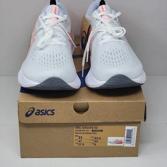 ASICS GEL-Excite 10 Running Shoes 1012B518 Women's Size 11 White Red New