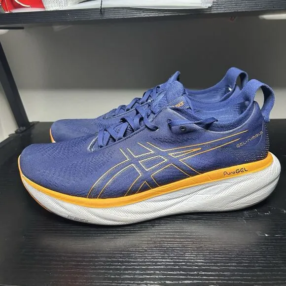 Asics Gel Nimbus 25 Mens Size 12 Blue Orange Running Shoes Sneakers