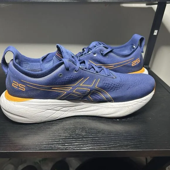 Asics Gel Nimbus 25 Mens Size 12 Blue Orange Running Shoes Sneakers