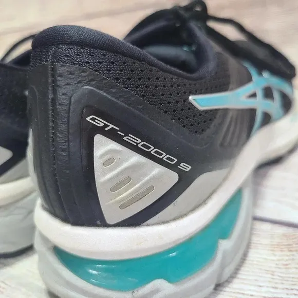 Asics GT-2000 9 Athletic Running Shoes Women's Size 9 Black Teal Flyte Foam