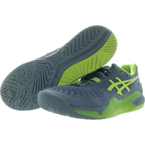 Asics Mens Gray Lace-Up Manmade Running &amp; Training Shoes Sneakers New