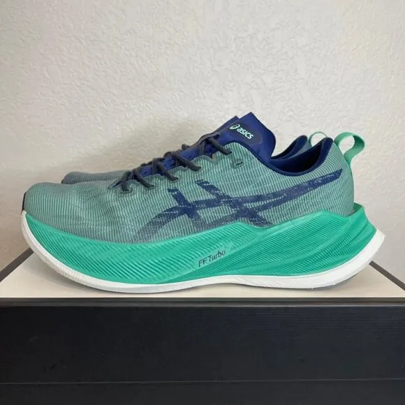 Asics Superblast 1013A127 Aurora Green Blue Running Shoes Sneaker Men's 12 US
