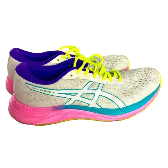 ASICS Superbright Running Shoes White, Hot Pink, Neon Yellow Women’s Siz…