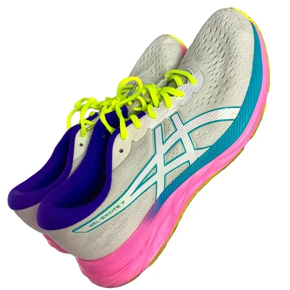 ASICS Superbright Running Shoes White, Hot Pink, Neon Yellow Women’s Siz…