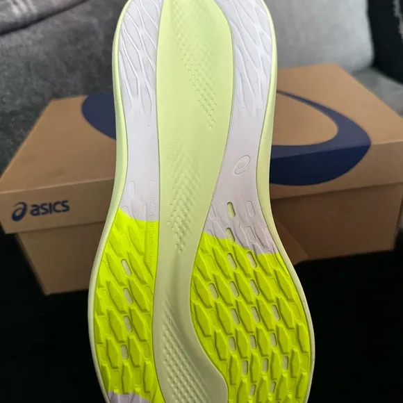 ASICS White and Green Running Shoes