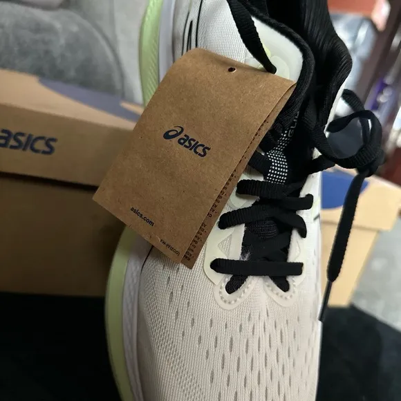 ASICS White and Green Running Shoes