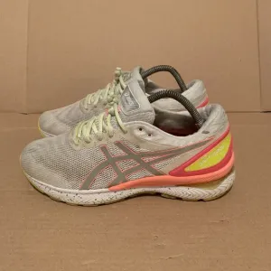 Asics Womens Gel Nimbus 22 Gray Pink Running Shoes Lace Up Size 10