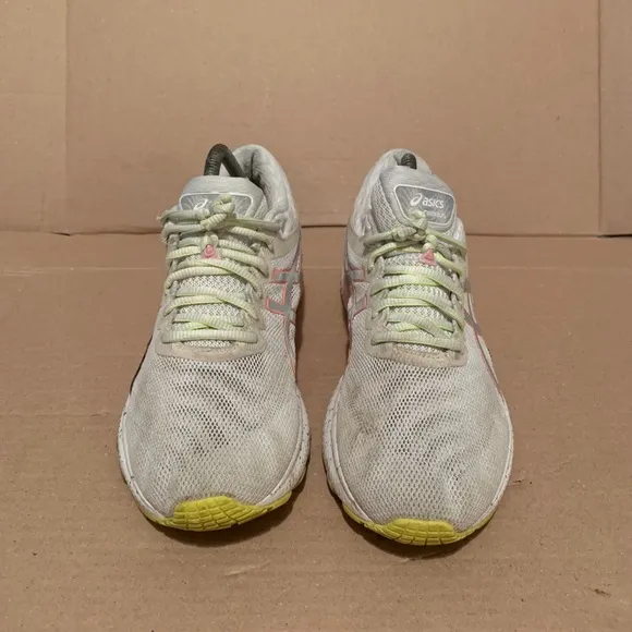 Asics Womens Gel Nimbus 22 Gray Pink Running Shoes Lace Up Size 10