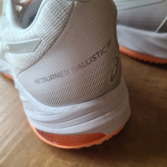 Asics Womens Netburner Ballistic FF 3 Netball Shoes White Peach US 9 NEW