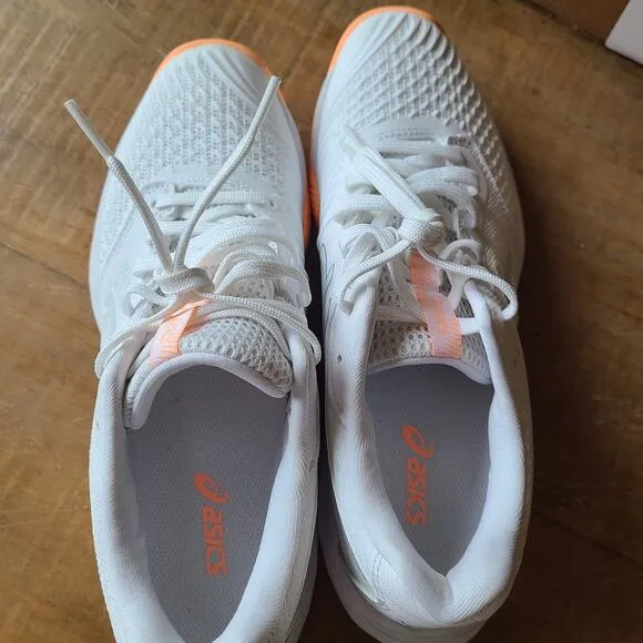 Asics Womens Netburner Ballistic FF 3 Netball Shoes White Peach US 9 NEW