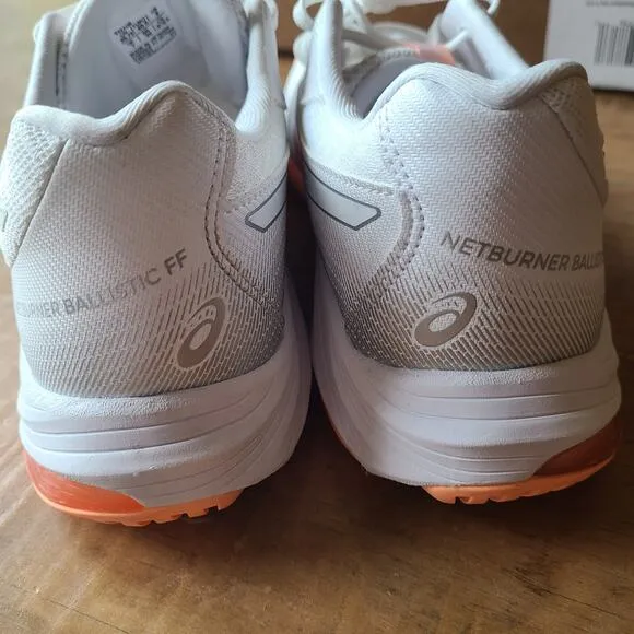 Asics Womens Netburner Ballistic FF 3 Netball Shoes White Peach US 9 NEW