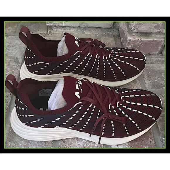 Athletic Propulsion Labs APL Techloom Zipline Burgundy White Shoes Men's 10.5 US
