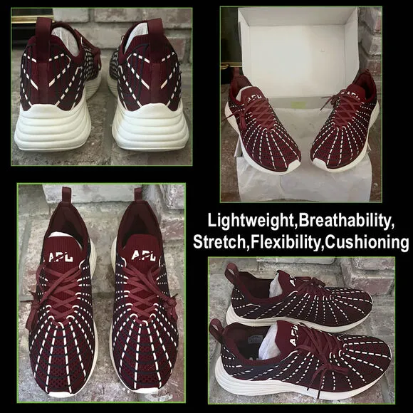 Athletic Propulsion Labs APL Techloom Zipline Burgundy White Shoes Men's 10.5 US
