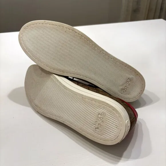 Authentic Coach Porter Khaki Red Women's Sneakers Shoes FG1458‎ US Size 9.5 B