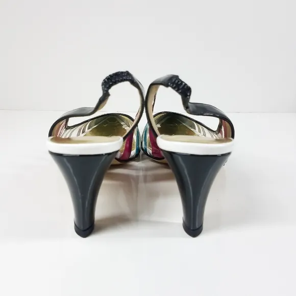 Azuree Cannes Multicolored Striped Slingback Pump Shoes