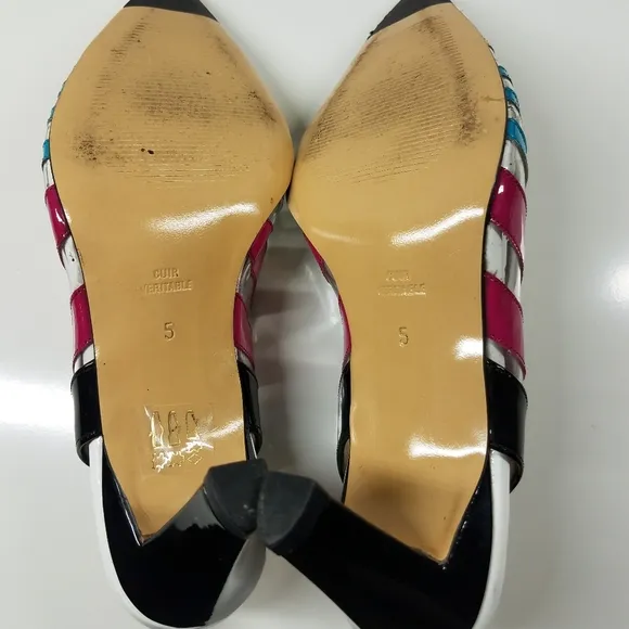 Azuree Cannes Multicolored Striped Slingback Pump Shoes