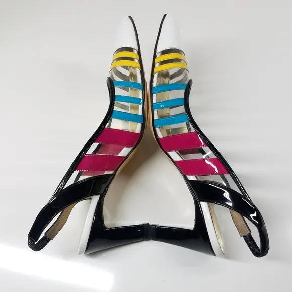 Azuree Cannes Multicolored Striped Slingback Pump Shoes