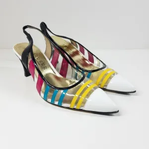 Azuree Cannes Multicolored Striped Slingback Pump Shoes