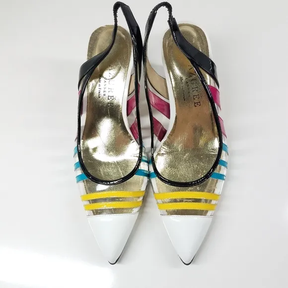 Azuree Cannes Multicolored Striped Slingback Pump Shoes