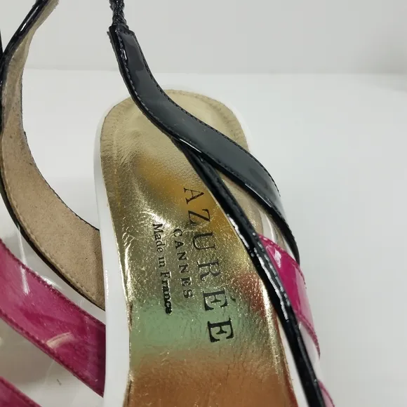 Azuree Cannes Multicolored Striped Slingback Pump Shoes