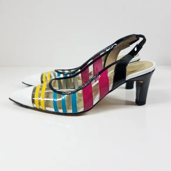 Azuree Cannes Multicolored Striped Slingback Pump Shoes