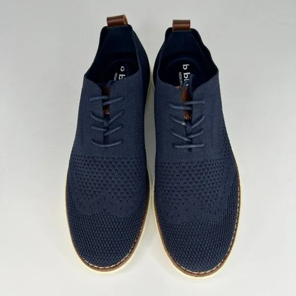 B. Blass Mens Size 8.5 Marine Blue Memory Foam Stitchlite Wingtip Oxford Shoes